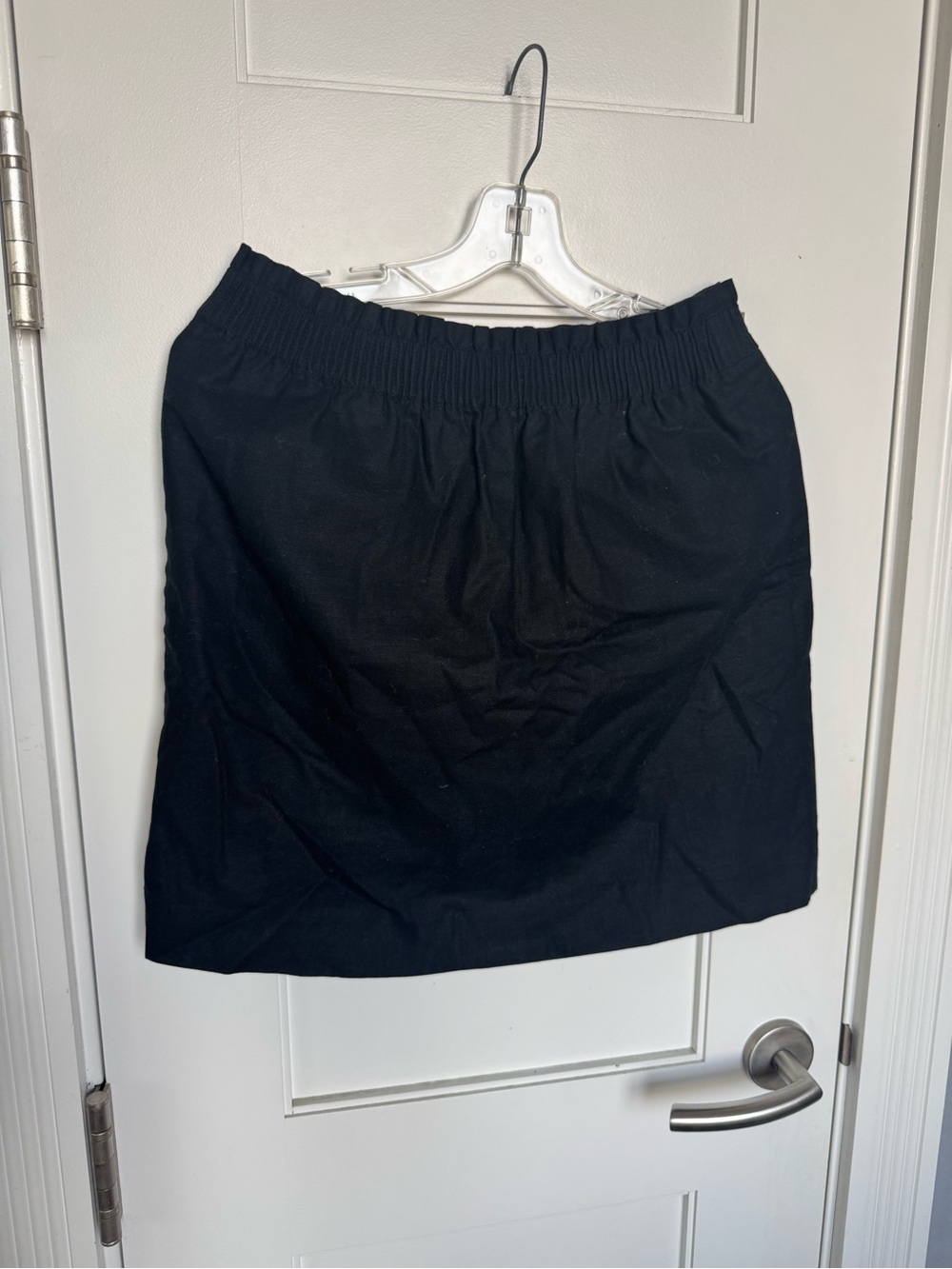 J. Crew Black Linen Blend Elastic Pull-On Mini Skirt